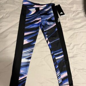 Adidas Kids' Black and Blue Swirl Leggings